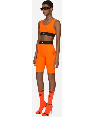 Dolce & Gabbana Spandex Jersey Cycling Shorts With Elasticated Band Dgvib3 - Orange