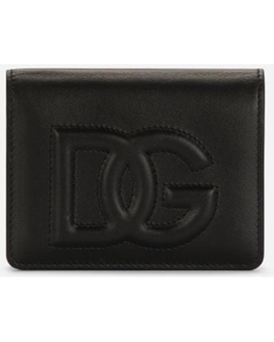 Dolce & Gabbana Portefeuille en cuir de veau à logo DG - Noir