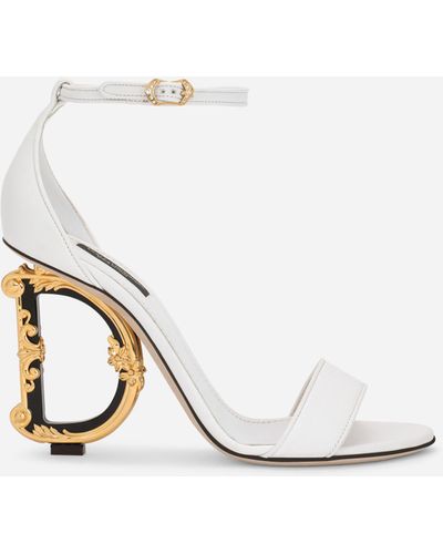 Dolce & Gabbana Nappa leather sandals with baroque DG detail - Neutro