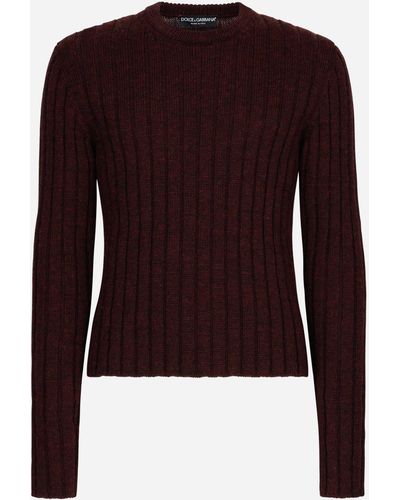 Dolce & Gabbana Jersey de cuello redondo de lana acanalada - Morado