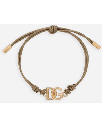 Dolce & Gabbana Armband mit Kordel und DG-Logo - Mettallic