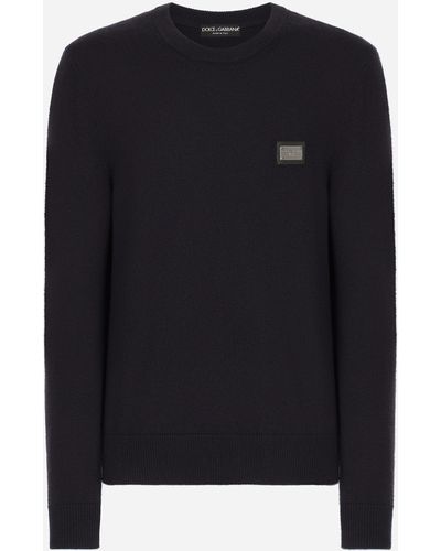 Dolce & Gabbana Wool And Cashmere Round-neck Sweater - Blue