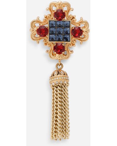 Dolce & Gabbana Brooch With Rhinestones And Tassel - Metallic