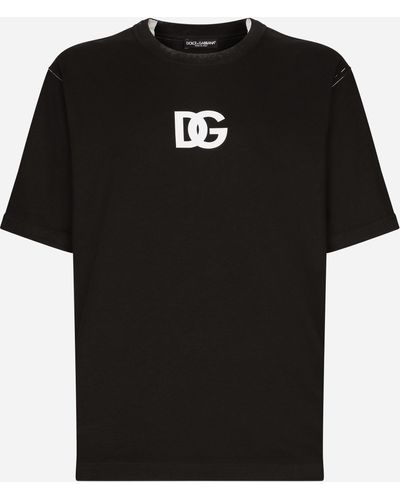 Dolce & Gabbana T-Shirt aus Baumwolle DG-Logoprint - Schwarz