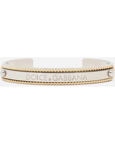 Dolce & Gabbana Marina Logo-engraved Cuff Bracelet - White