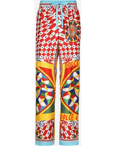 Dolce & Gabbana Pantalon de jogging en sergé de soie à imprimé carretto - Multicolore