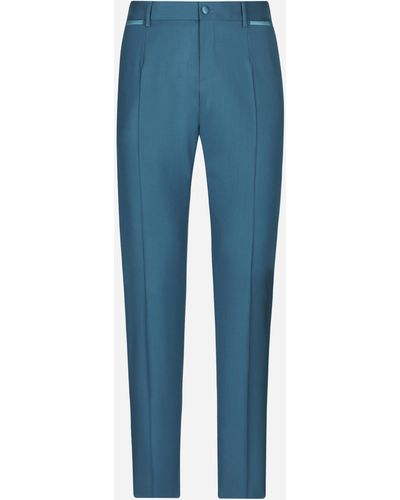 Dolce & Gabbana Stretch Wool Tuxedo Trousers - Blue