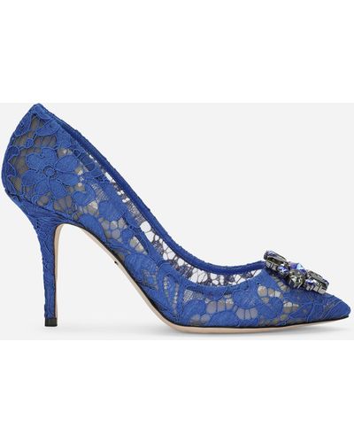 Dolce & Gabbana Lace rainbow pumps with brooch detailing - Azul