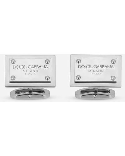 Dolce & Gabbana Manschettenknöpfe mit Dolce&Gabbana-Logoplakette - Weiß