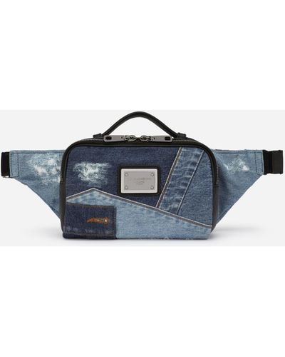 Dolce & Gabbana Patchwork Denim Belt Bag - Blue