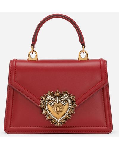 Dolce & Gabbana Kleine Devotion Tasche Aus Glattem Kalbsleder - Rot