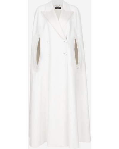 Dolce & Gabbana Double-Breasted Wool Cape - White