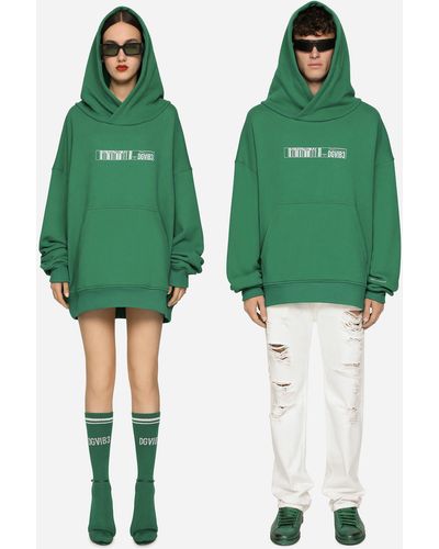Dolce & Gabbana Felpa jersey con cappuccio stampa DG VIB3 - Verde