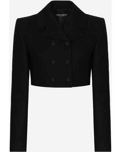 Dolce & Gabbana Short Double-Breasted Twill Jacket - Black