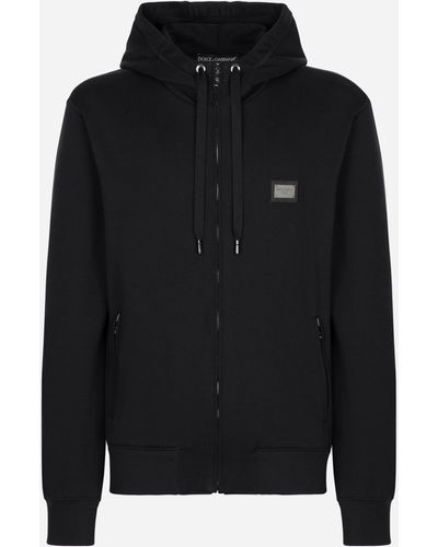 Dolce & Gabbana Jersey-Sweatshirt mit Kapuze und Reißverschluss - Schwarz