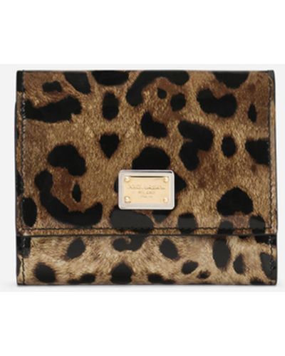 Dolce & Gabbana Cartera en piel de becerro brillante con estampado de leopardo - Multicolor