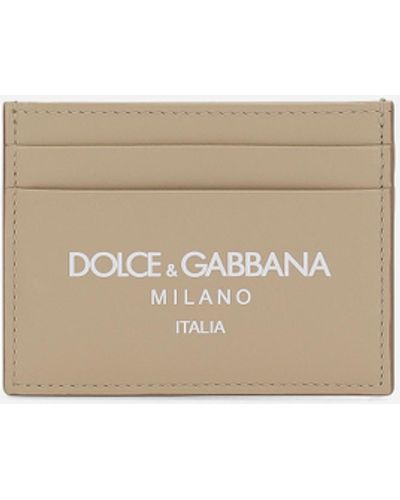Dolce & Gabbana Kartenetui aus Kalbsleder mit Logo - Natur