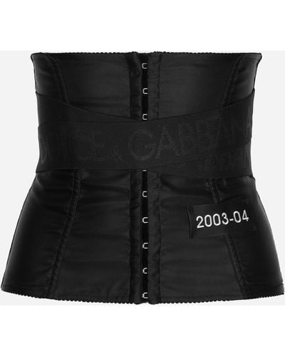Dolce & Gabbana Cinturón tipo corsé con bandas elásticas cruzadas con logotipo - Negro