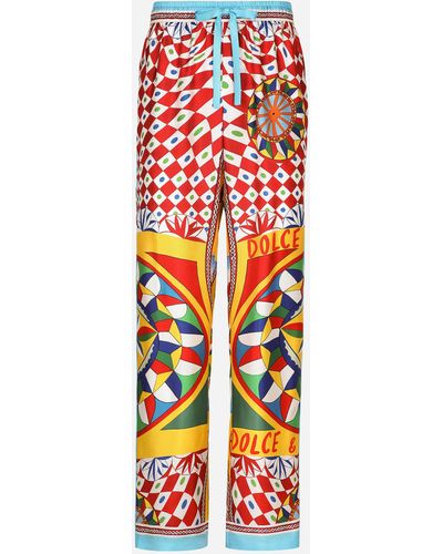 Dolce & Gabbana Jogginghose aus Seidentwill mit Carretto-Print - Mehrfarbig