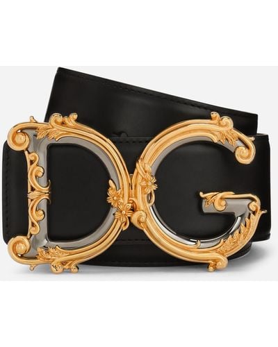 Dolce & Gabbana Lamé Belt With Dg Baroque Logo - Nero