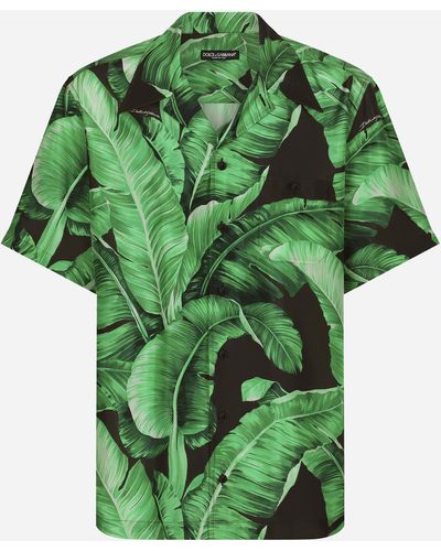 Dolce & Gabbana Hawaiihemd aus Seide Bananenbaum-Print - Grün