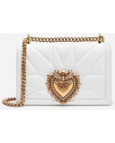 Dolce & Gabbana Devotion Medium Shoulder Bag Black Quilted Napa Leather  Pearl Heart Brooch