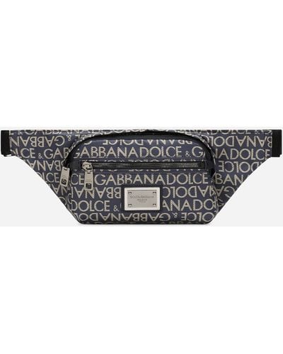 Dolce & Gabbana Kleine Gürteltasche aus beschichtetem Jacquard - Weiß