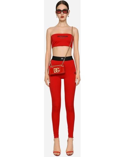 Dolce & Gabbana Spandex Jersey leggings With Elasticated Band Dgvib3 - Red