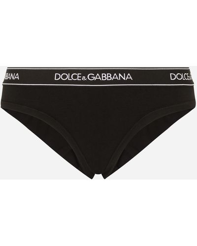 Dolce & Gabbana Jersey Brazilian briefs with branded elastic - Nero