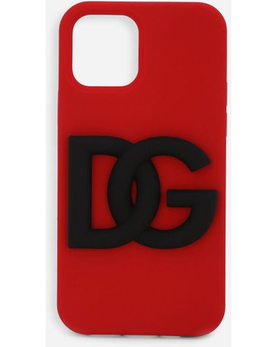 Dolce & Gabbana Coque pour iPhone 12 Pro en caoutchouc à logo DG - Rouge