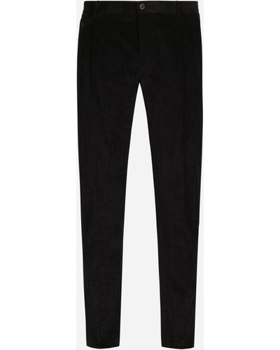 Dolce & Gabbana Pantalon en velours côtelé stretch - Noir