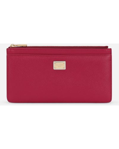 Dolce & Gabbana Tarjetero grande en piel de becerro Dauphine - Rojo