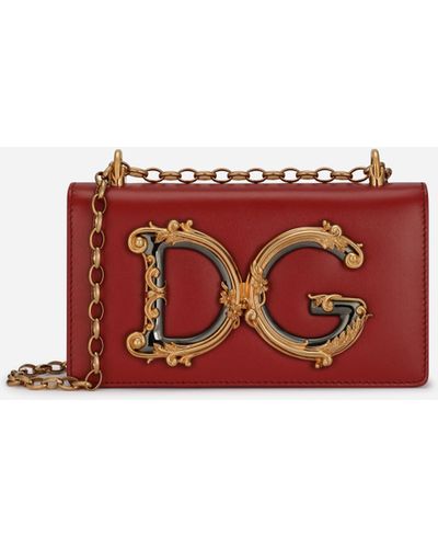 Dolce & Gabbana Bolso portamóvil DG Girls de becerro liso - Rojo