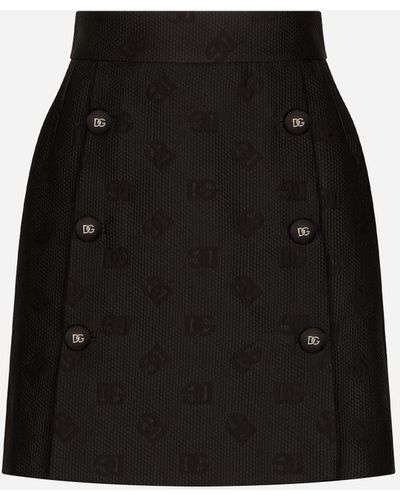 Dolce & Gabbana Minifalda de jacquard con motivo integral del logotipo DG - Negro