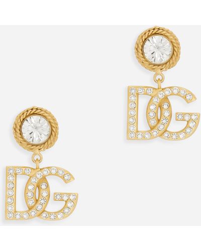 Dolce & Gabbana Earrings with rhinestones and DG logo - Blanco