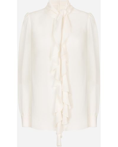 Dolce & Gabbana Bluse mit Rüschen aus Georgette - Weiß