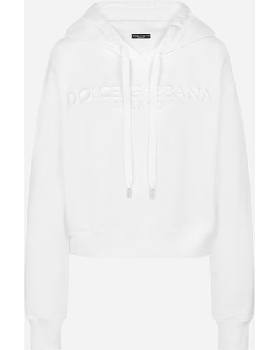 Dolce & Gabbana Shorts in jersey con logo DG a rilievo - Bianco