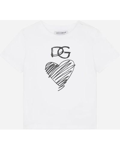 Dolce & Gabbana Jersey T-Shirt With Dg Heart Print - White