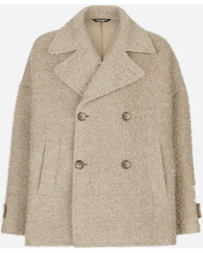 Dolce & Gabbana Vintage-look Double-breasted Wool And Cotton Pea Coat - Natural