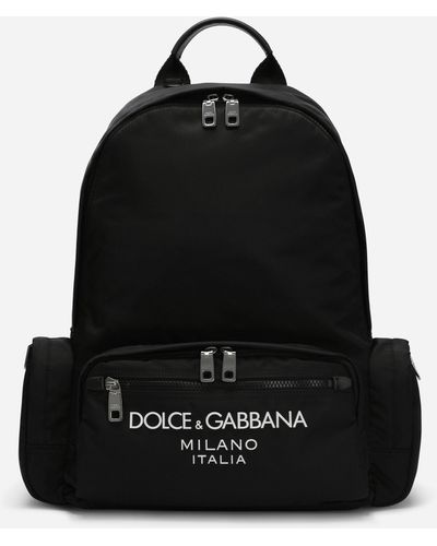 Dolce & Gabbana Nylon Backpack With Rubberized Logo - Black