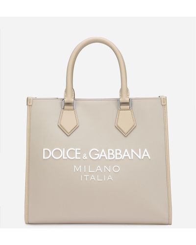 Dolce & Gabbana Bolso shopper pequeño de nailon con logotipo engomado - Neutro