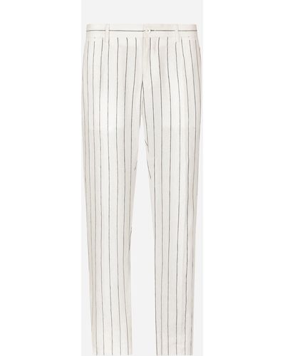 Dolce & Gabbana Pantalone gessato in lino - Bianco