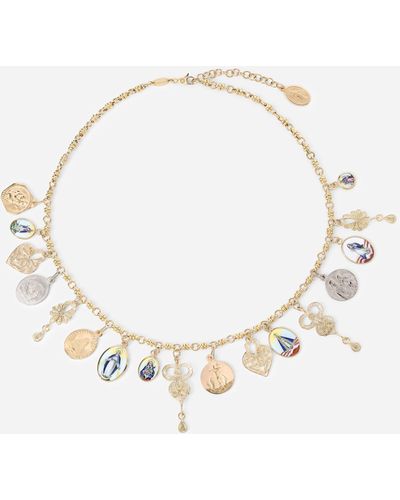 Dolce & Gabbana D.D. necklace in yellow 18kt gold with antique ceramic miniatures - Natur