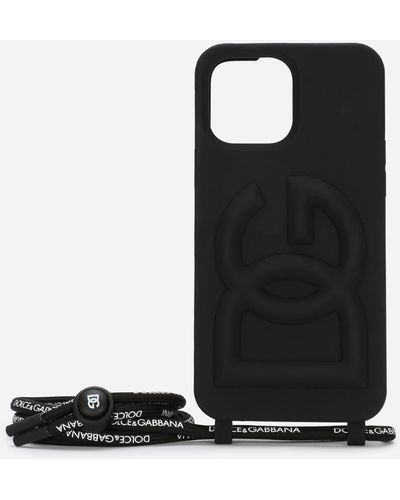 Dolce & Gabbana Rubber Iphone 13 Pro Max Cover With Embossed Logo - Black