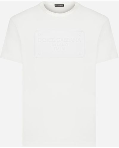 Dolce & Gabbana Cotton T-shirt with embossed logo - Blanco