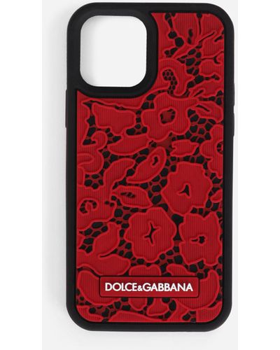 Dolce & Gabbana Cover iPhone 12/12 Pro aus gummi spitze - Rot