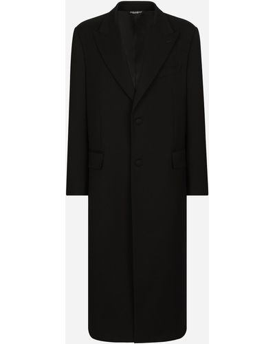 Dolce & Gabbana Single-breasted Double-face Stretch Wool Coat - Black