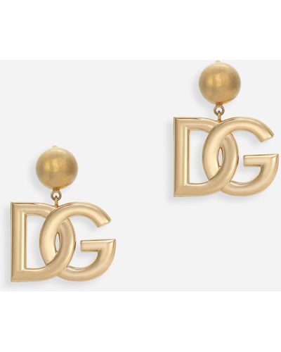 Dolce & Gabbana Clip-on Earrings With Dg Logo - Metallic