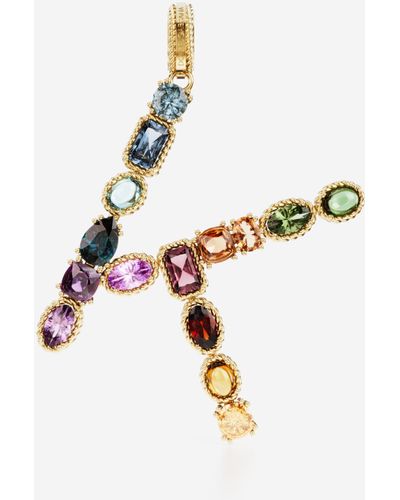 Dolce & Gabbana Charm K Rainbow alphabet aus 18-karätigem Gelbgold mit mehrfarbigen Edelsteinen - Weiß