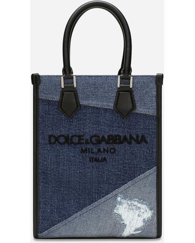 Dolce & Gabbana Kleine Tasche aus Patchwork-Denim - Blau
